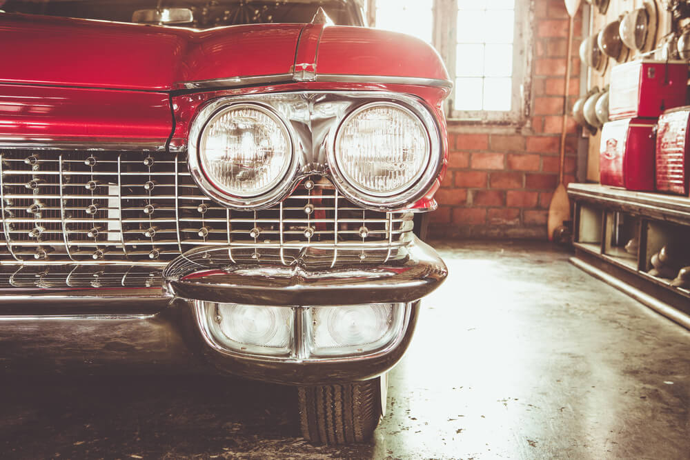 headlight of a vintage car